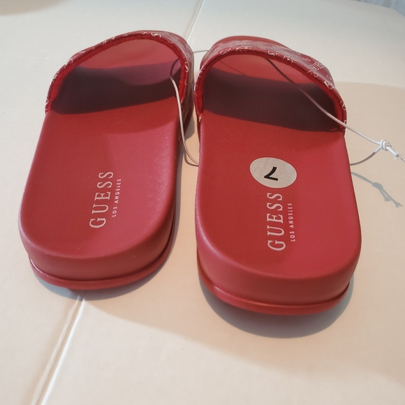 SOLD NWOT Guess Womens Red Slides Size 7 - Picture 2 of 5
